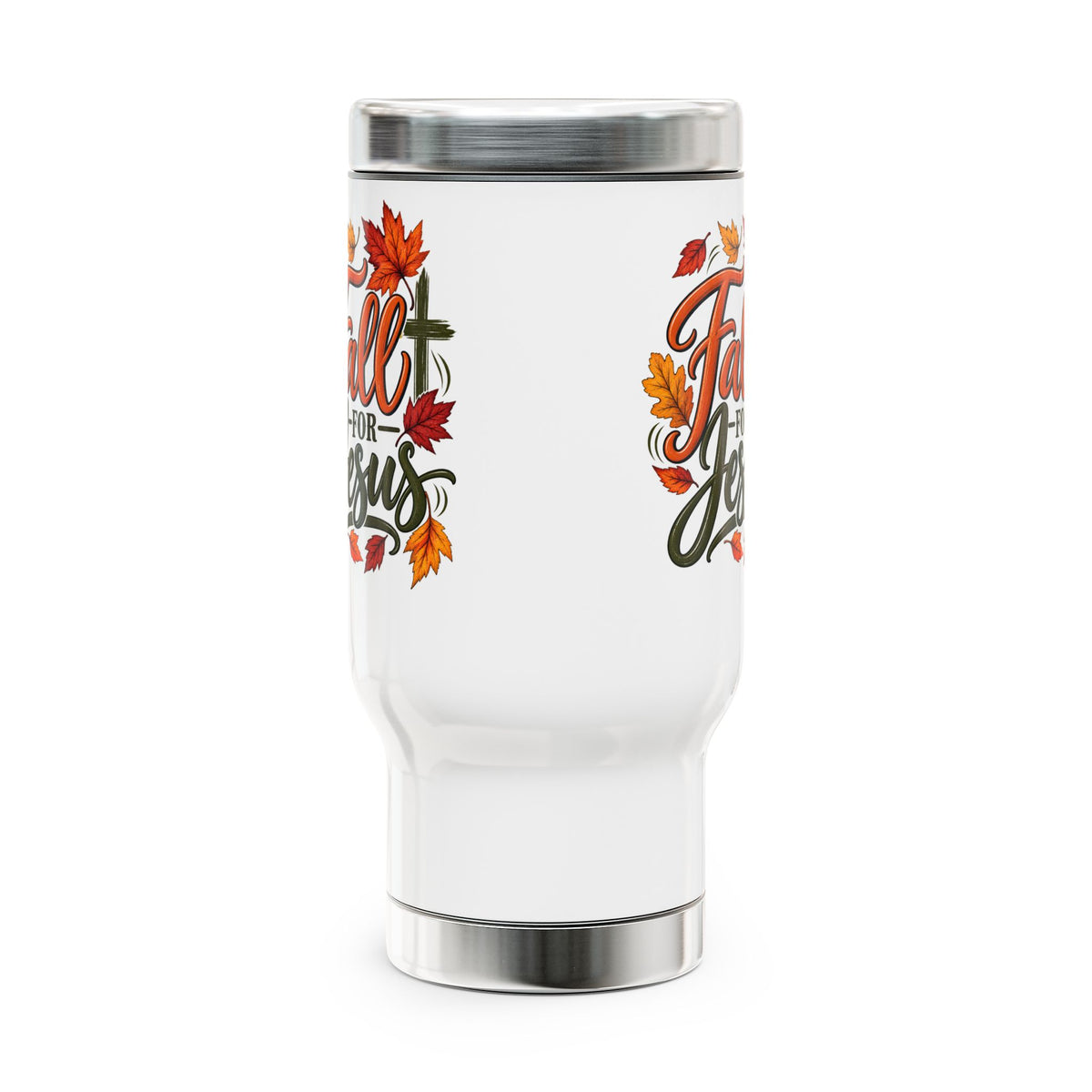 Travel Mug — "Fall for Jesus" Autumn Leaves Stainless Steel 14oz