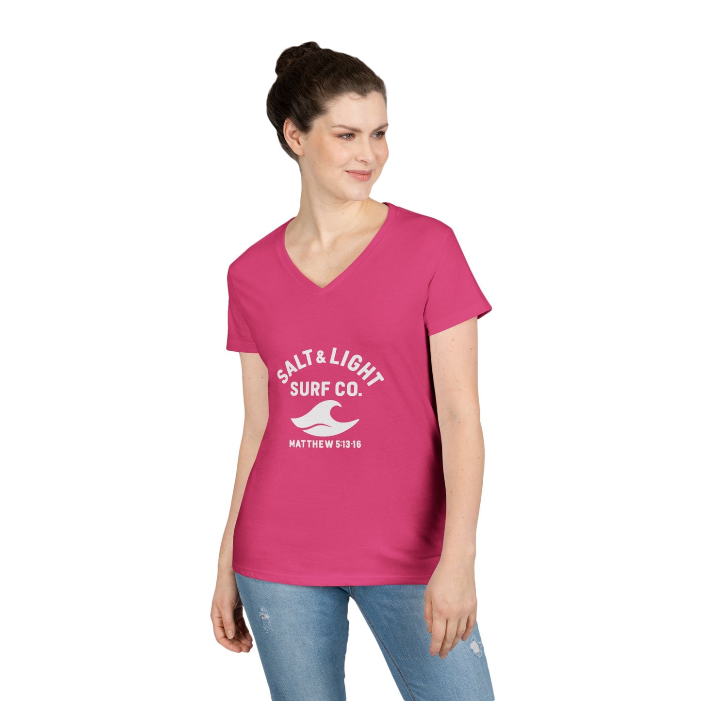 Salt and Light Surf Co/Faith Beach collection Ladies' V-Neck T-Shirt