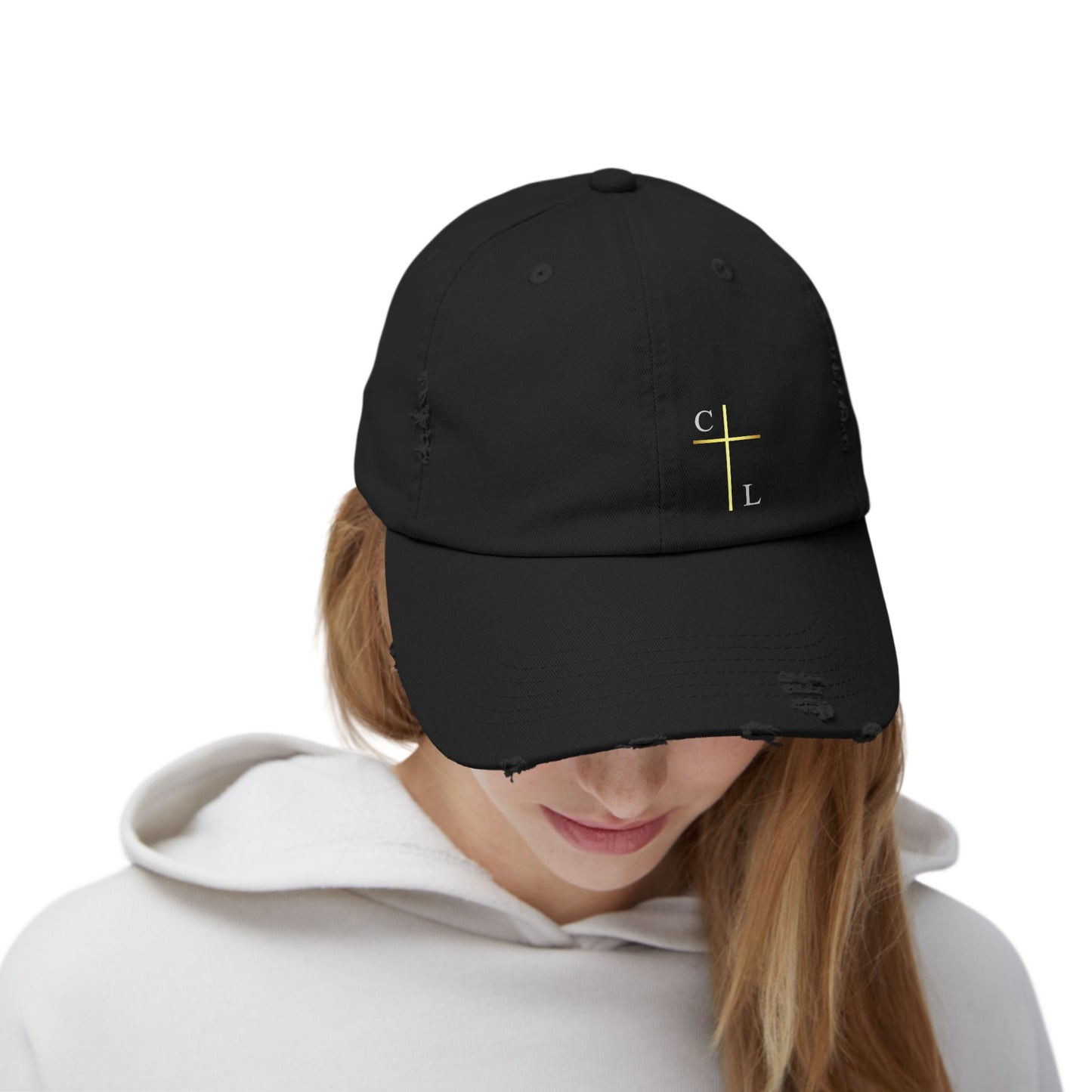 Unisex Distressed Cap with C/L Logo
