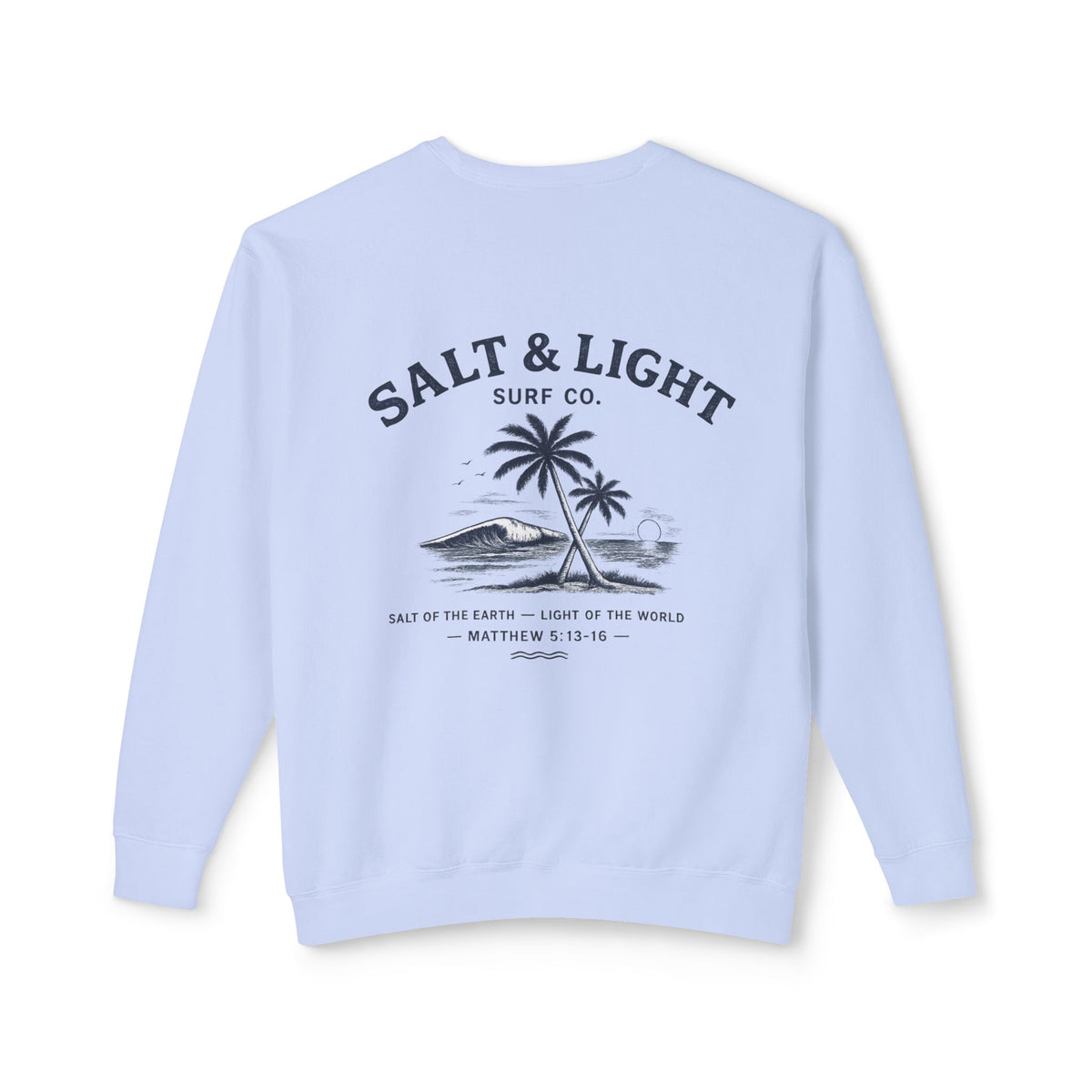 Crewneck Sweatshirt — Salt & Light Surf Co. Vintage Palm Beach Graphic, Back Print