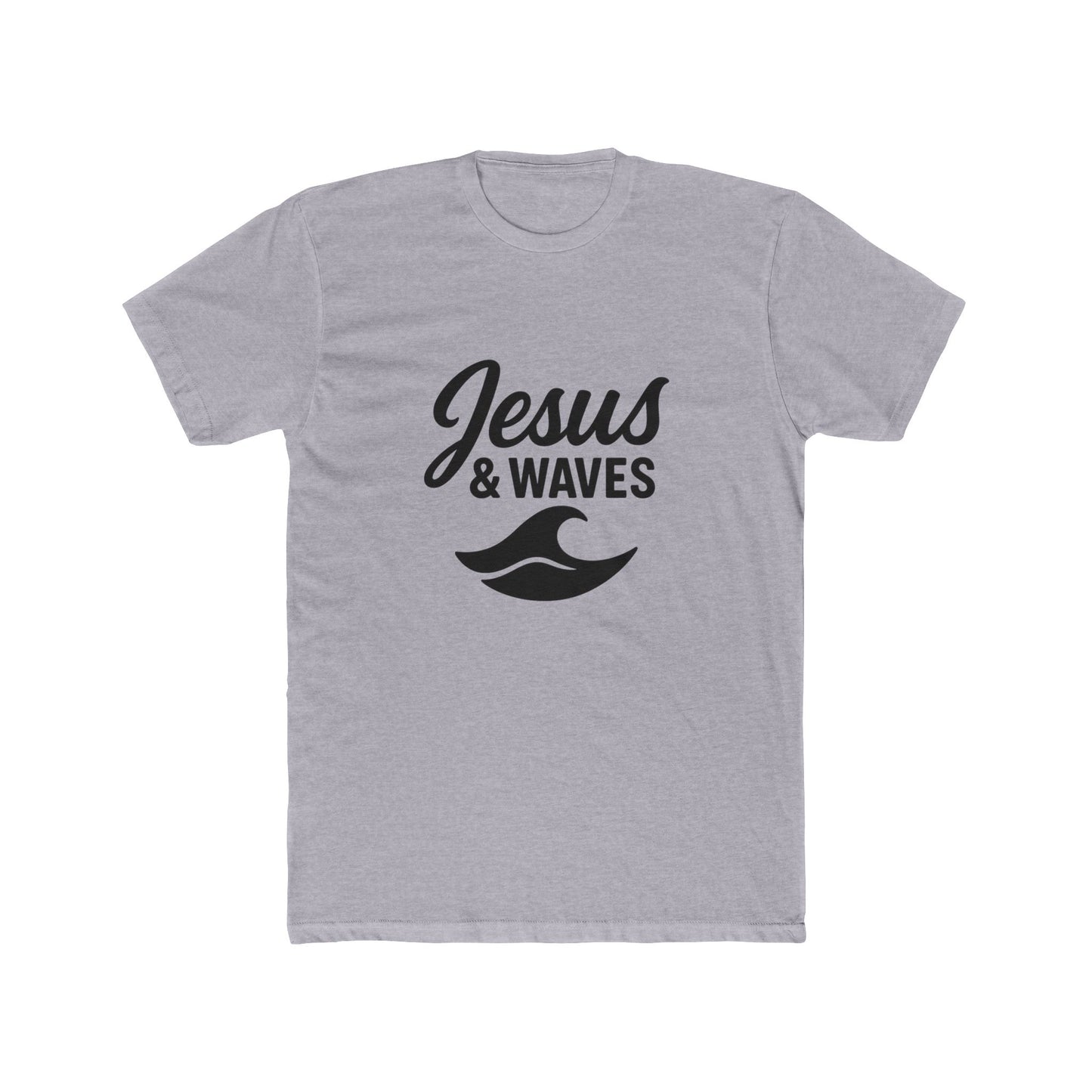 Jesus and Waves - Unisex Cotton Crew Tee, Beach/Surfer style, Christian casual.