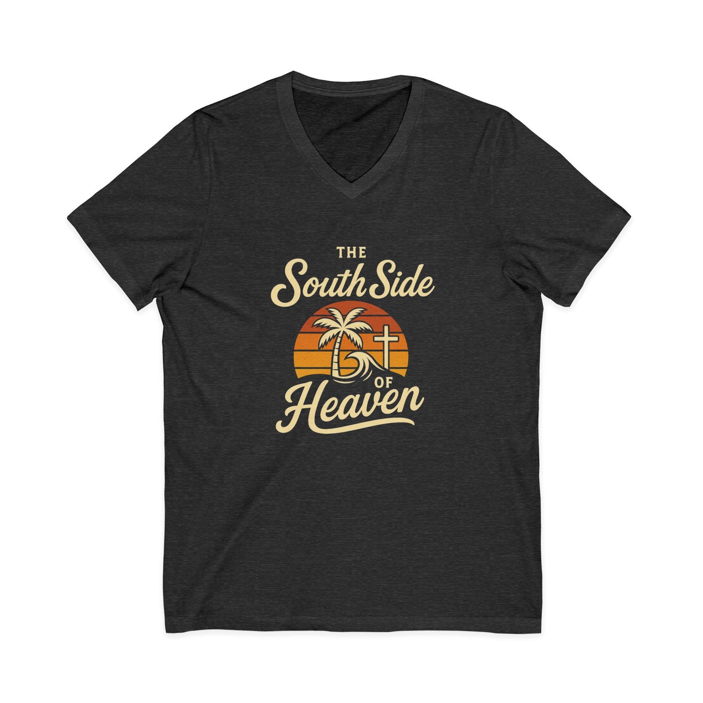 South Side of Heaven V-Neck Tee - Relaxed Unisex Cotton Tee for Beach Days, Summer Celebrations, Gifts for Faith Lovers, Casual Wear, [...]