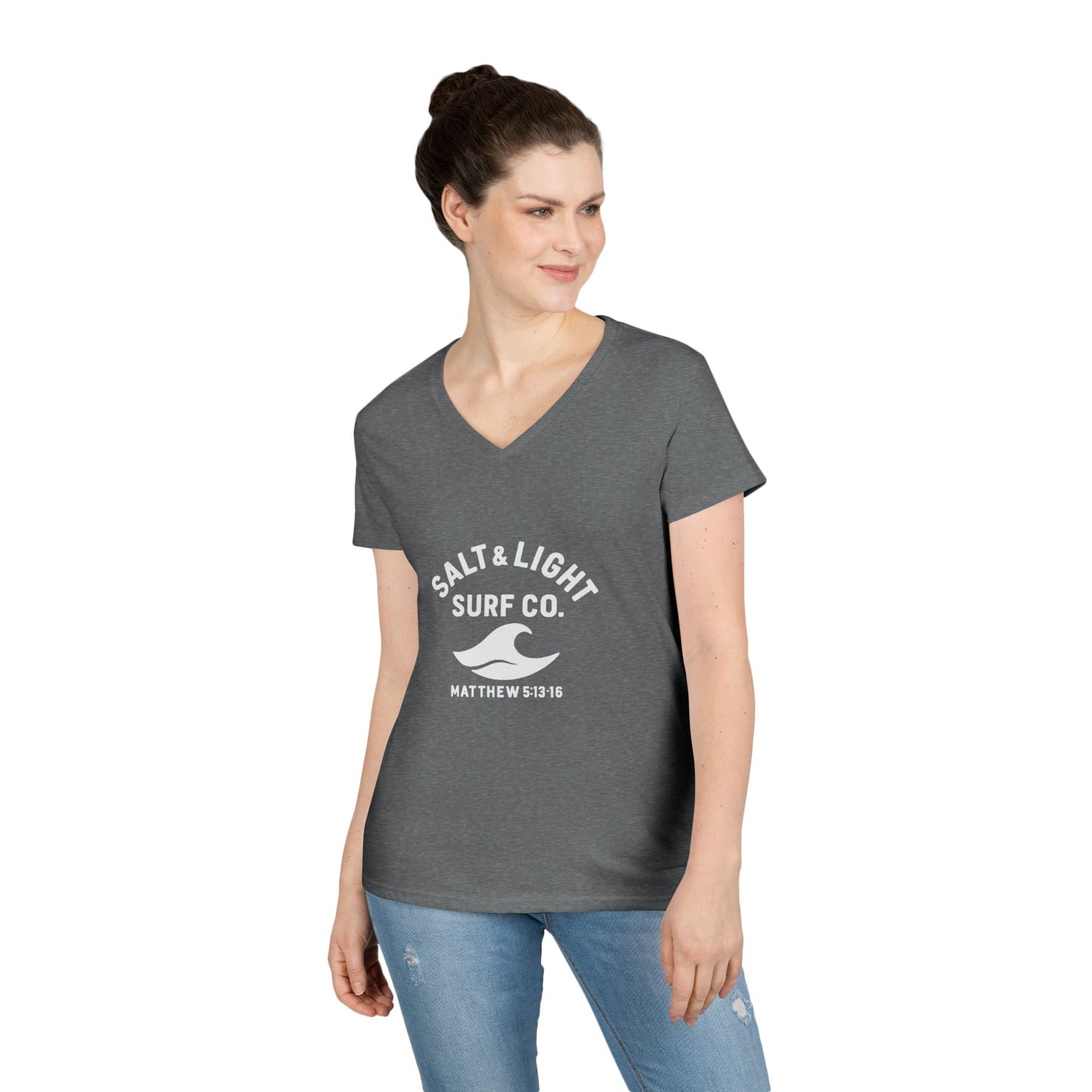 Salt and Light Surf Co/Faith Beach collection Ladies' V-Neck T-Shirt