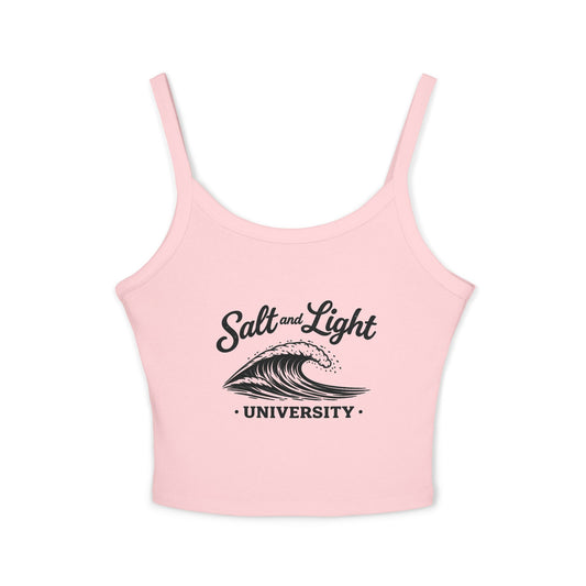 Salt and Light University Crop Tank Top — Vintage ink look, Inspirational Christian Graphic Tank