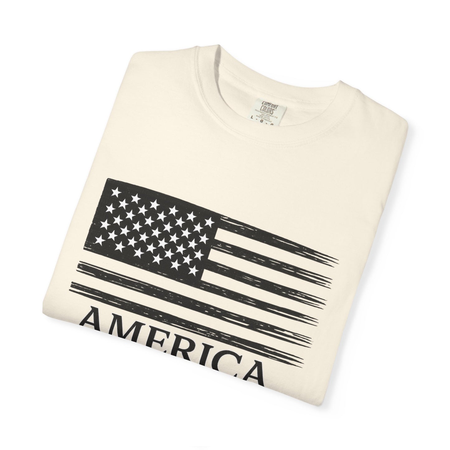 America 1776 -2026 Vintage Black Ink Flag - Unisex Garment-Dyed T-shirt