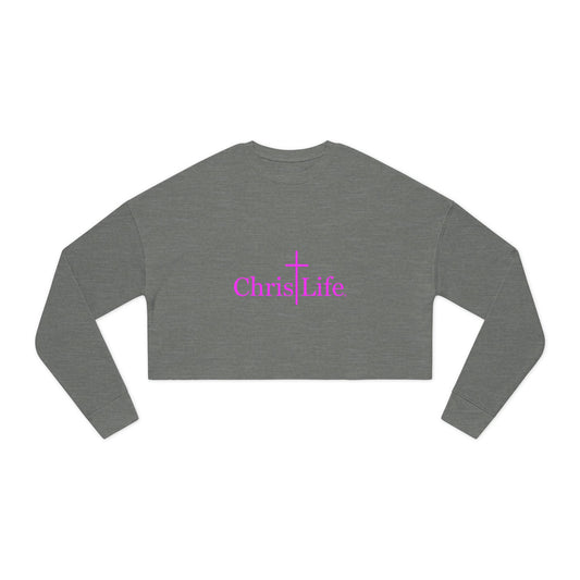 Women's Cropped Sweatshirt - Bold Hot Pink ChristLife Logo