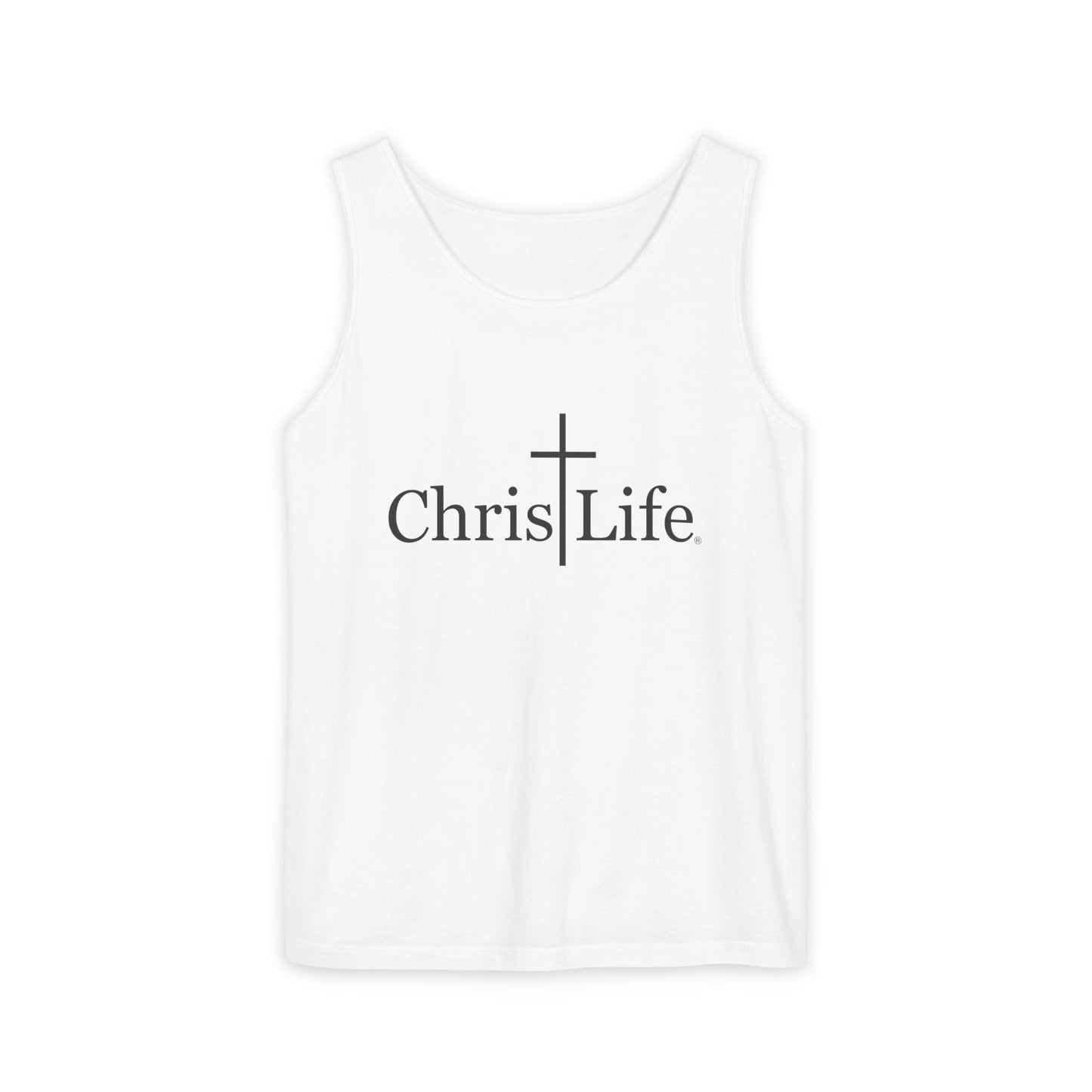 Unisex Garment- Cute Dyed Tank Top with Gray ChristLife logo