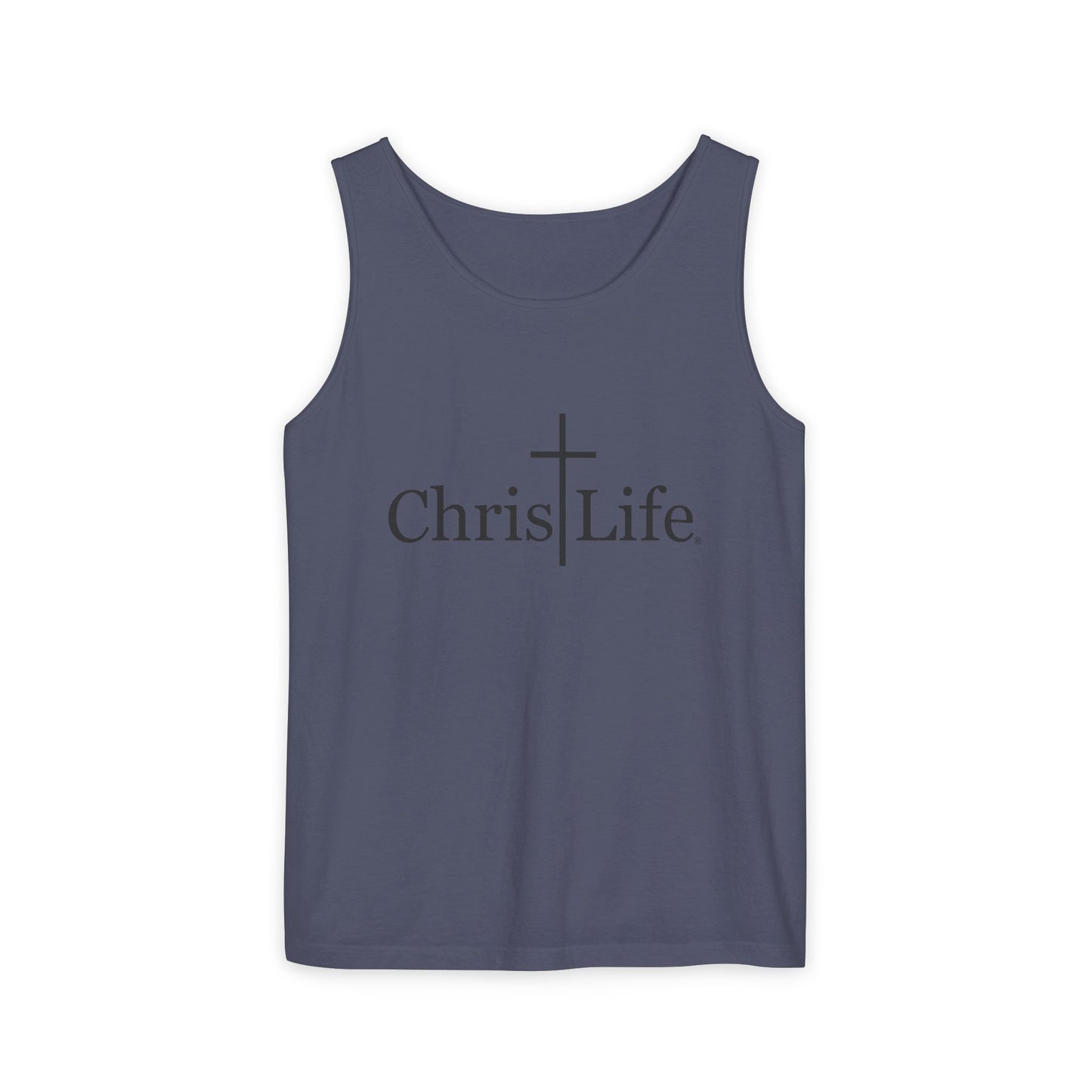 Unisex Garment- Cute Dyed Tank Top with Gray ChristLife logo
