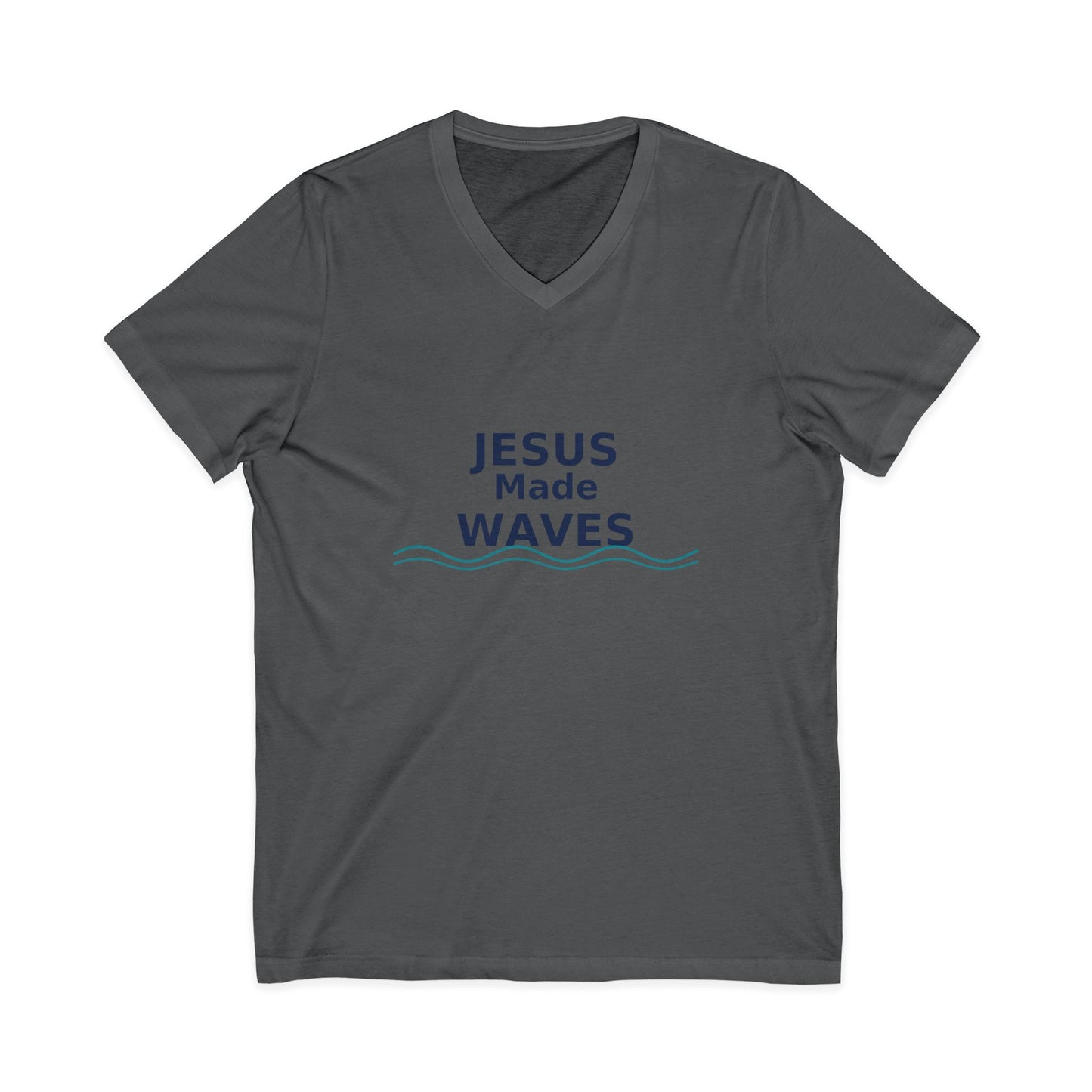 Jesus Made Waves V-Neck Tee - Faith T-Shirt for Men and Women, Summer Outfit, Christian Gift, Church Attire, Beach Day Wear, Surfer
