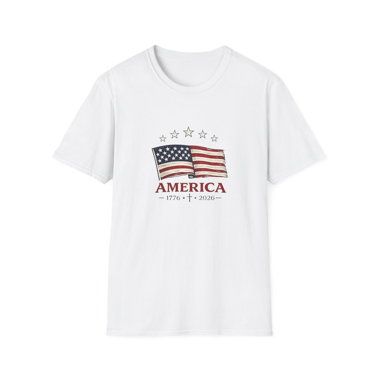America Flag T-Shirt — Vintage Waving Stars & Stripes Tee (1776 • 7 • 2026) - Unisex