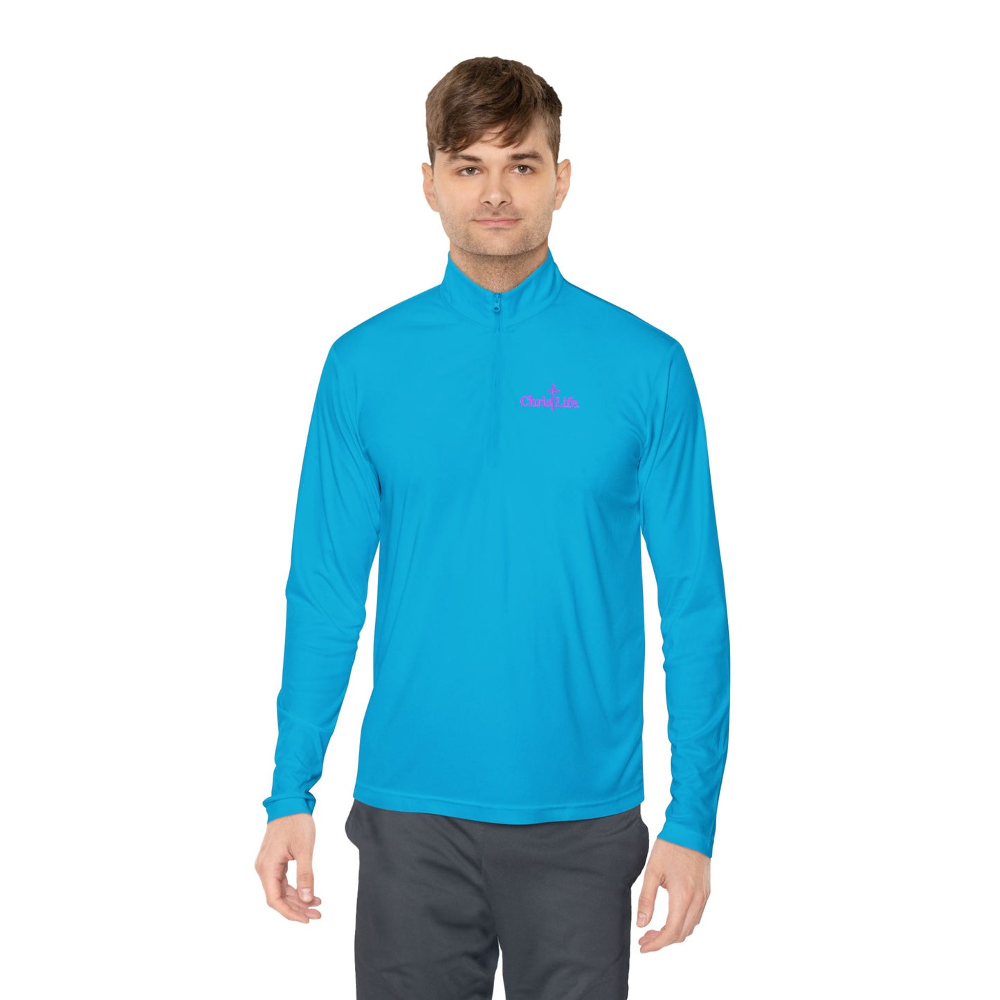 Unisex Quarter-Zip Pullover - Christlife Logo in Pink