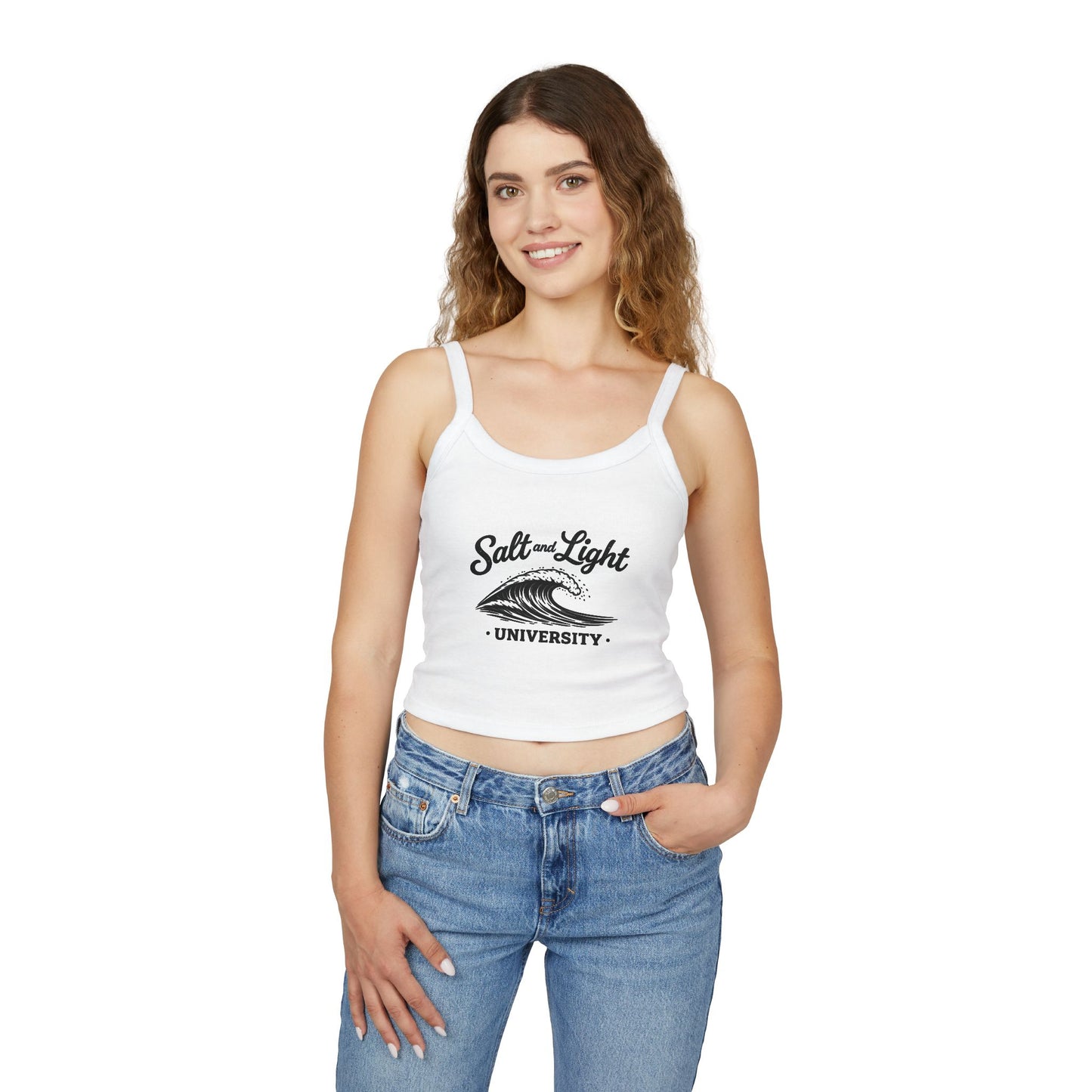 Salt and Light University Crop Tank Top — Vintage ink look, Inspirational Christian Graphic Tank