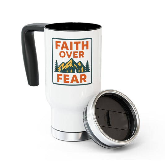 Faith Over Fear 14oz Stainless Steel Travel Mug with Handle