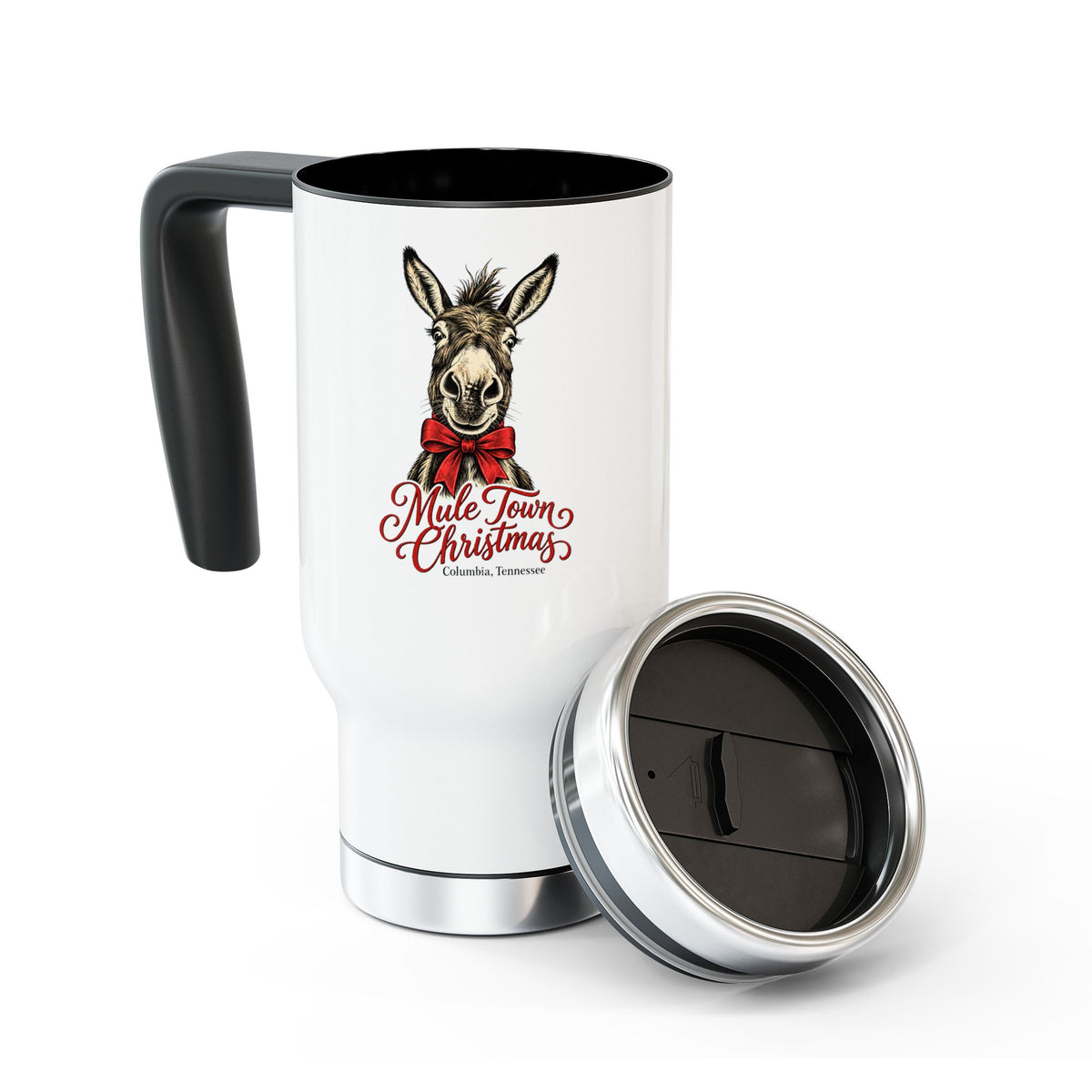 Mule Town Christmas Travel Mug — 14oz Stainless Steel Holiday Tumbler