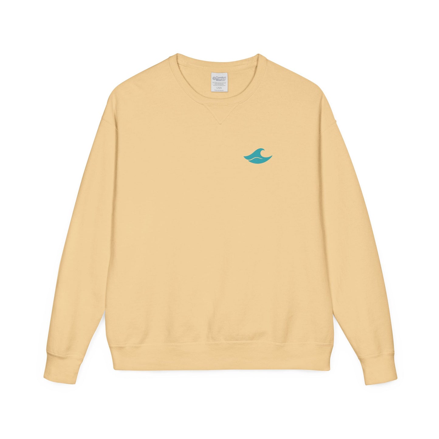 Be Still and Wave On the Back, Wave Icon on Front  - Sweatshirt - Unisex ComfortWash® Garment Dyed Crewneck Sweatshirt, Comfy.