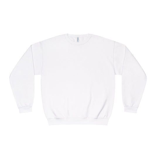 Surf Crewneck Sweatshirt — "Salt & Light" Beach Tan Surfboard Design on Backside