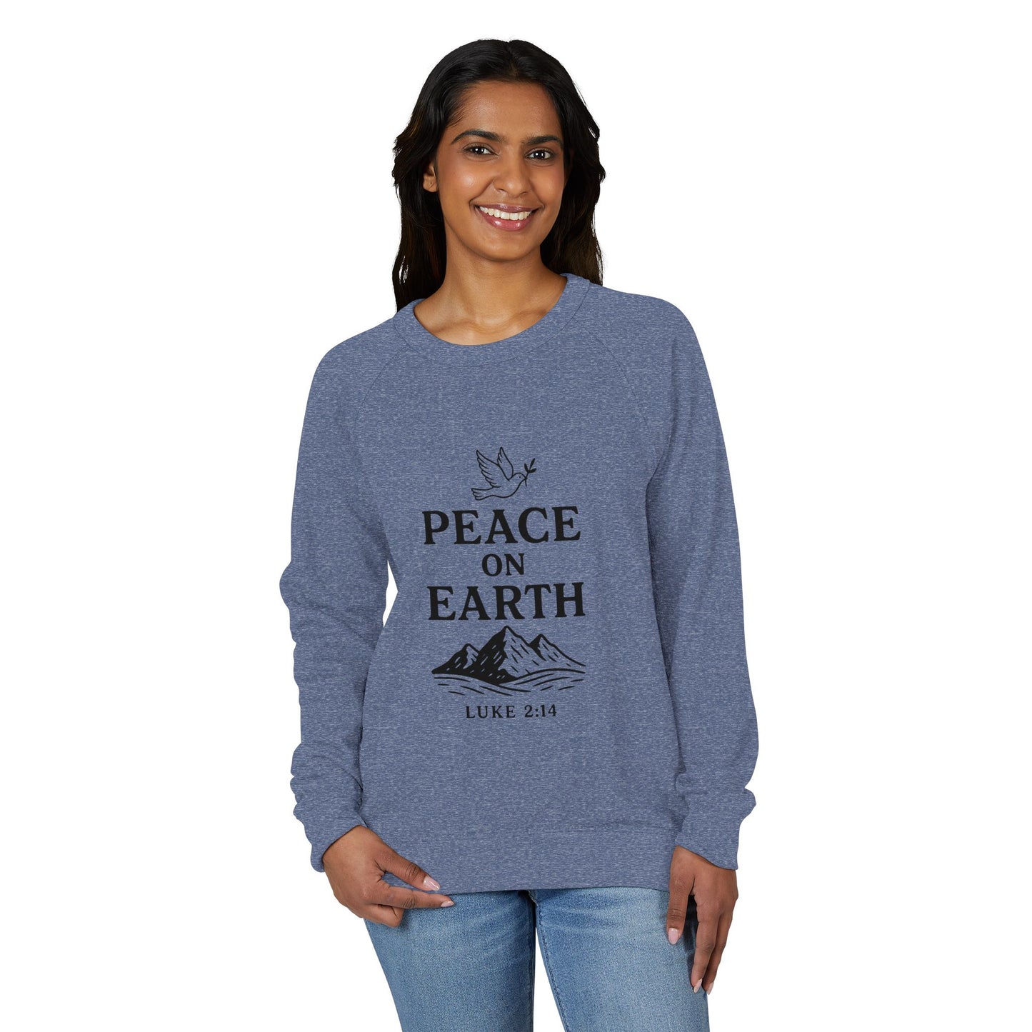 Peace on Earth With Dove - Raglan Crewneck Sweatshirt- French Terry Raglan- Cozy, Stylish.