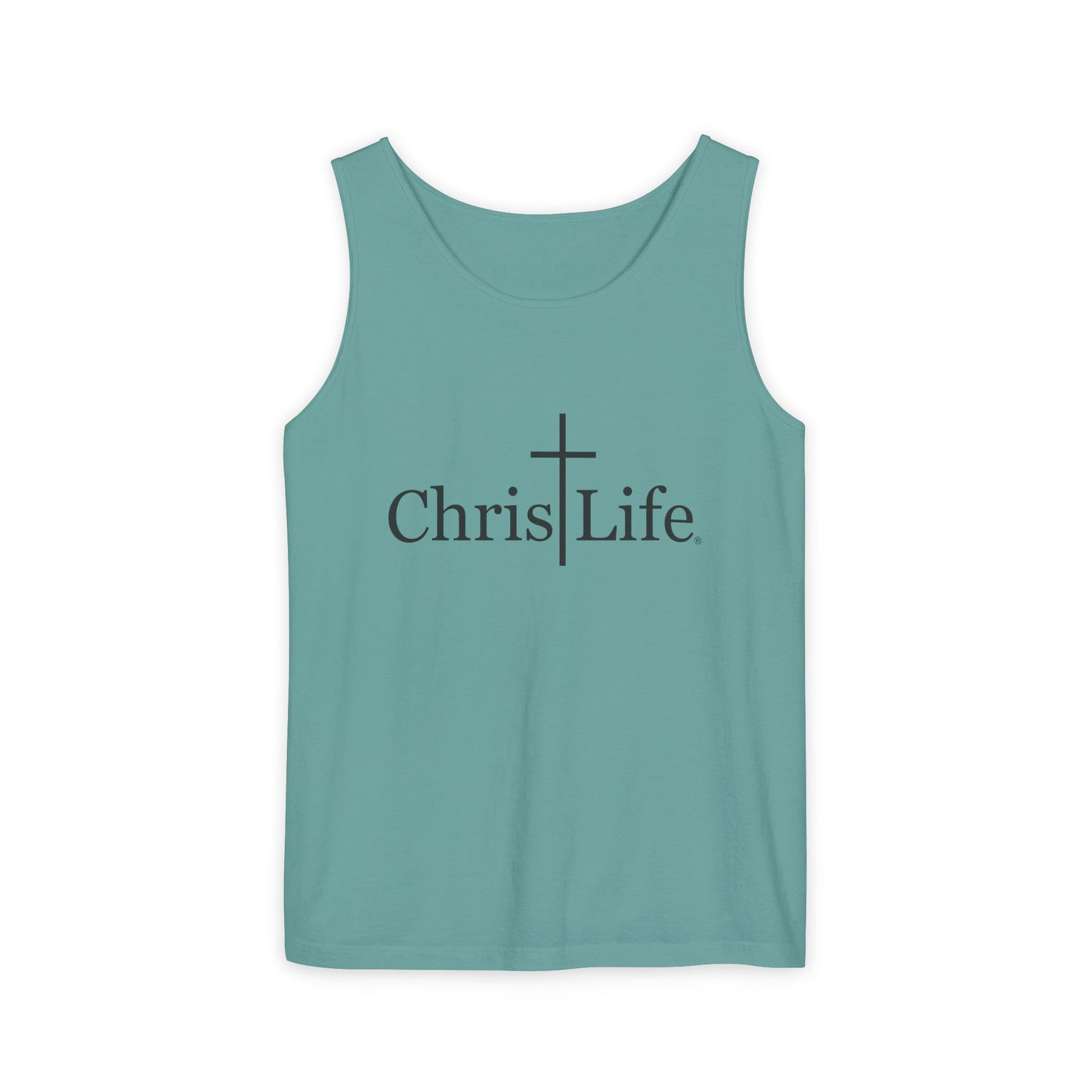 Unisex Garment- Cute Dyed Tank Top with Gray ChristLife logo