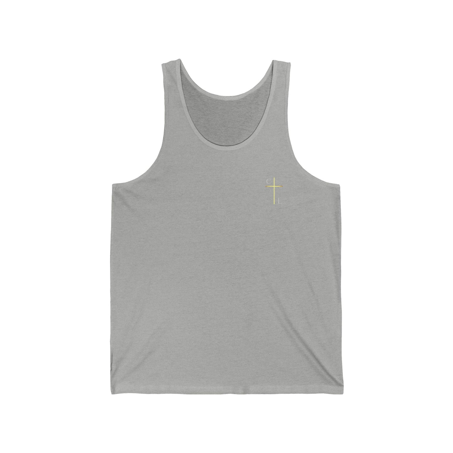 Unisex Jersey Tank, C/L on front and ChristLife on back.