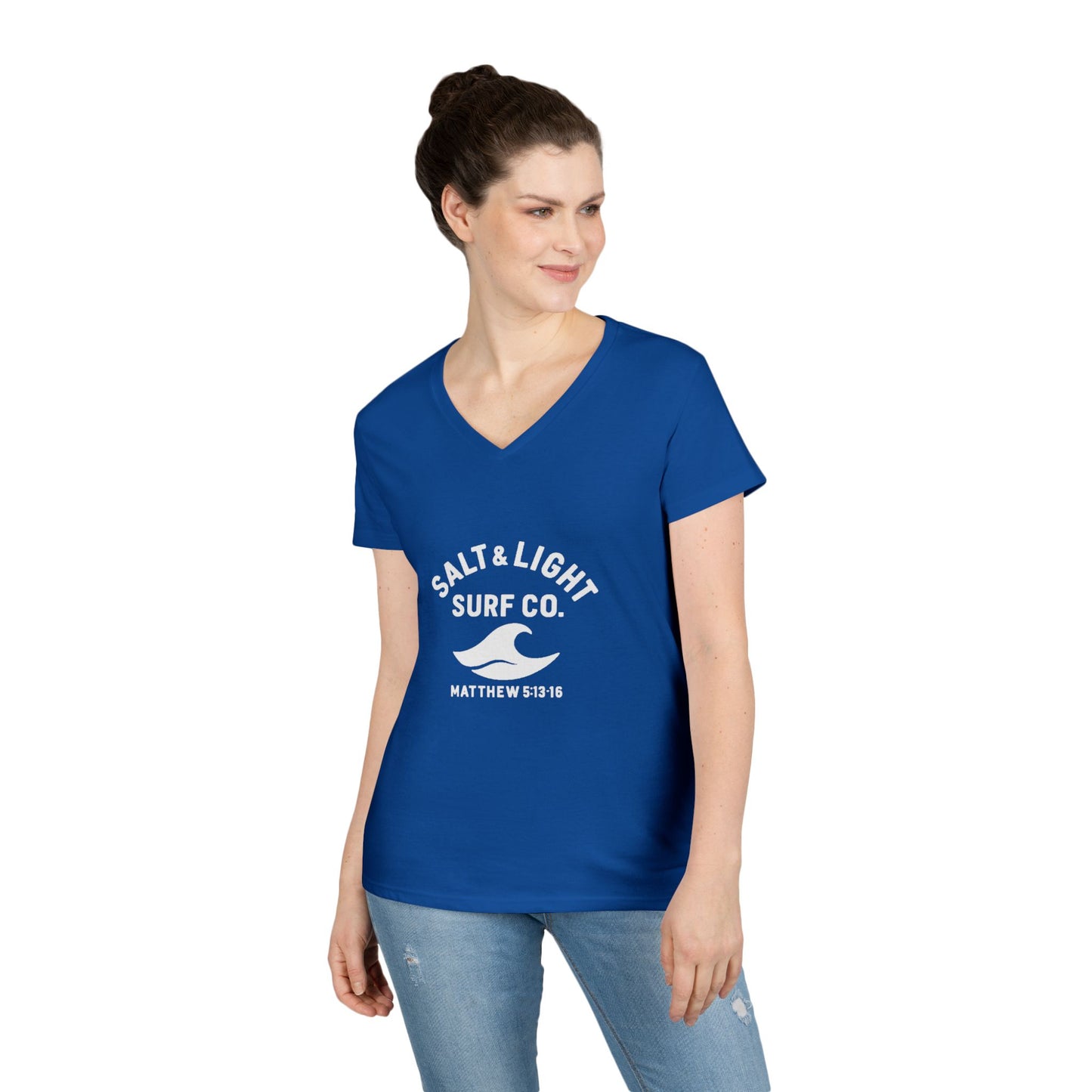 Salt and Light Surf Co/Faith Beach collection Ladies' V-Neck T-Shirt
