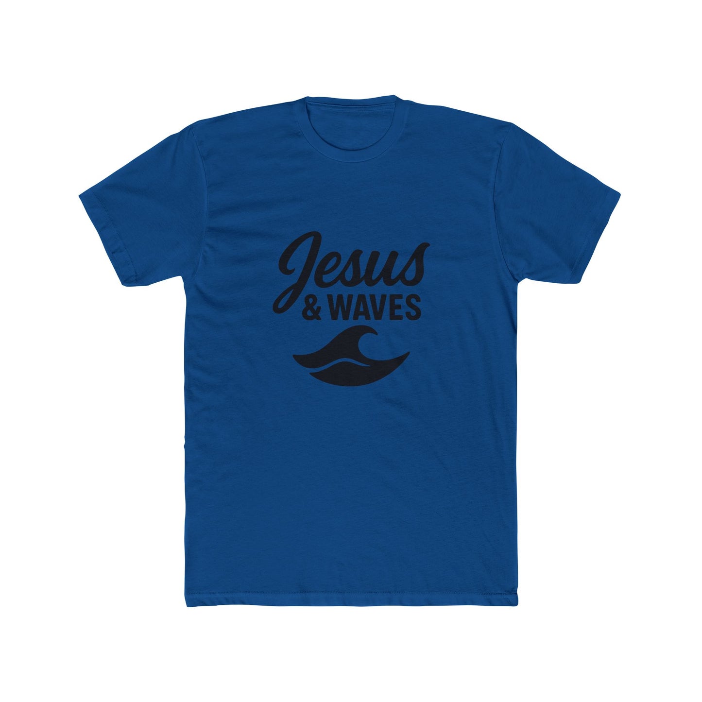 Jesus and Waves - Unisex Cotton Crew Tee, Beach/Surfer style, Christian casual.