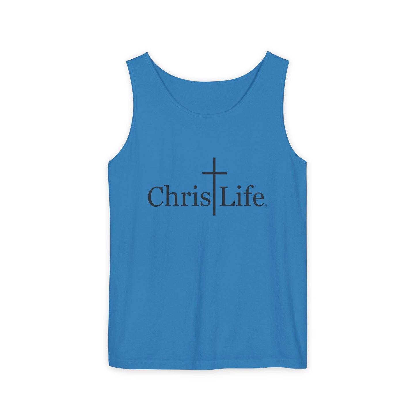 Unisex Garment- Cute Dyed Tank Top with Gray ChristLife logo