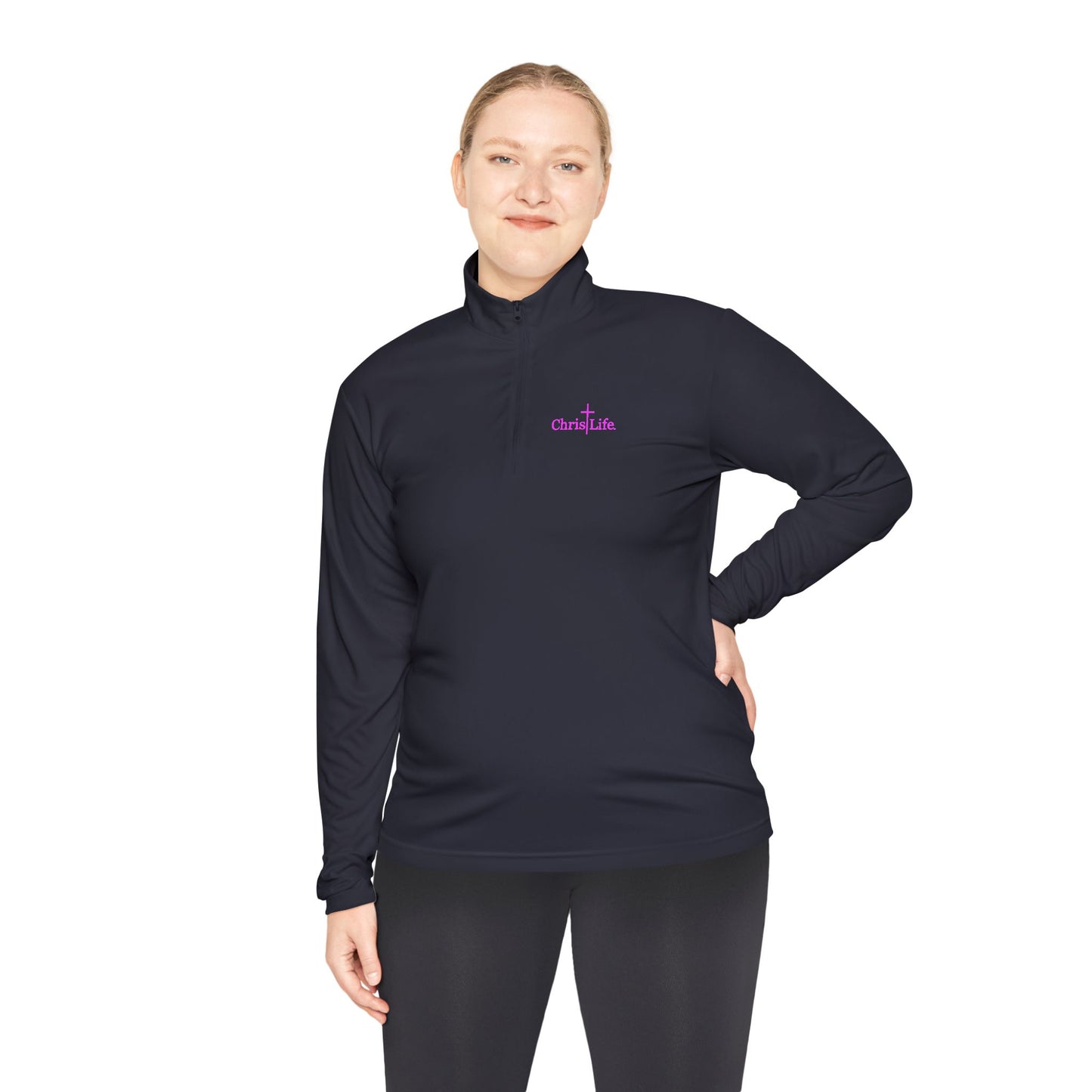 Unisex Quarter-Zip Pullover - Christlife Logo in Pink
