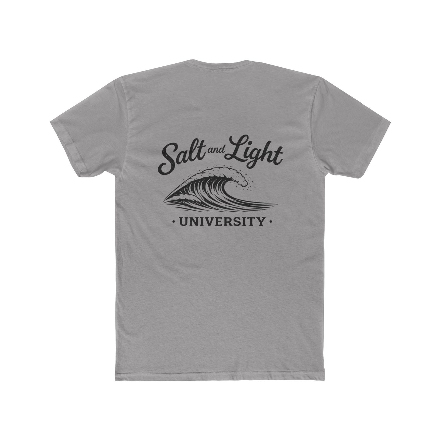 Salt and Light University T-Shirt — Vintage Coastal Wave Graphic on the back of shirt