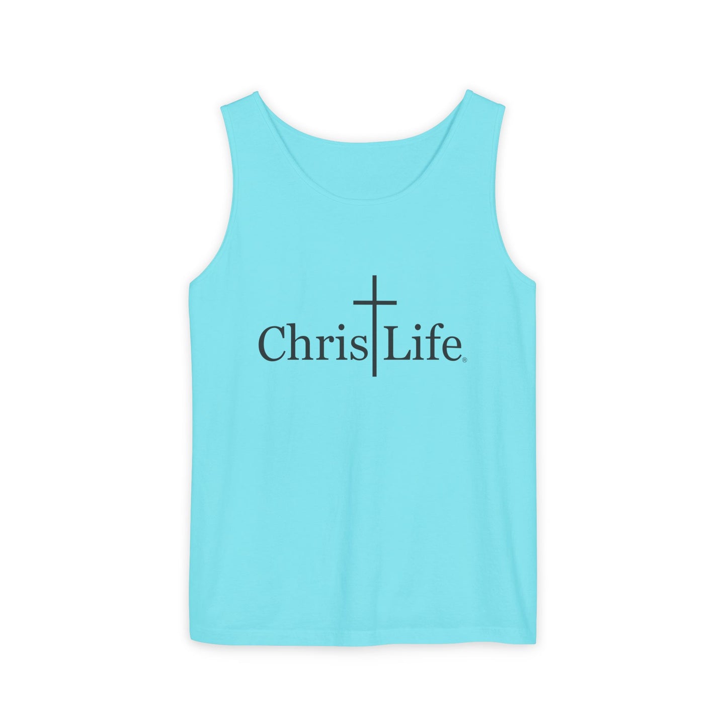 Unisex Garment- Cute Dyed Tank Top with Gray ChristLife logo