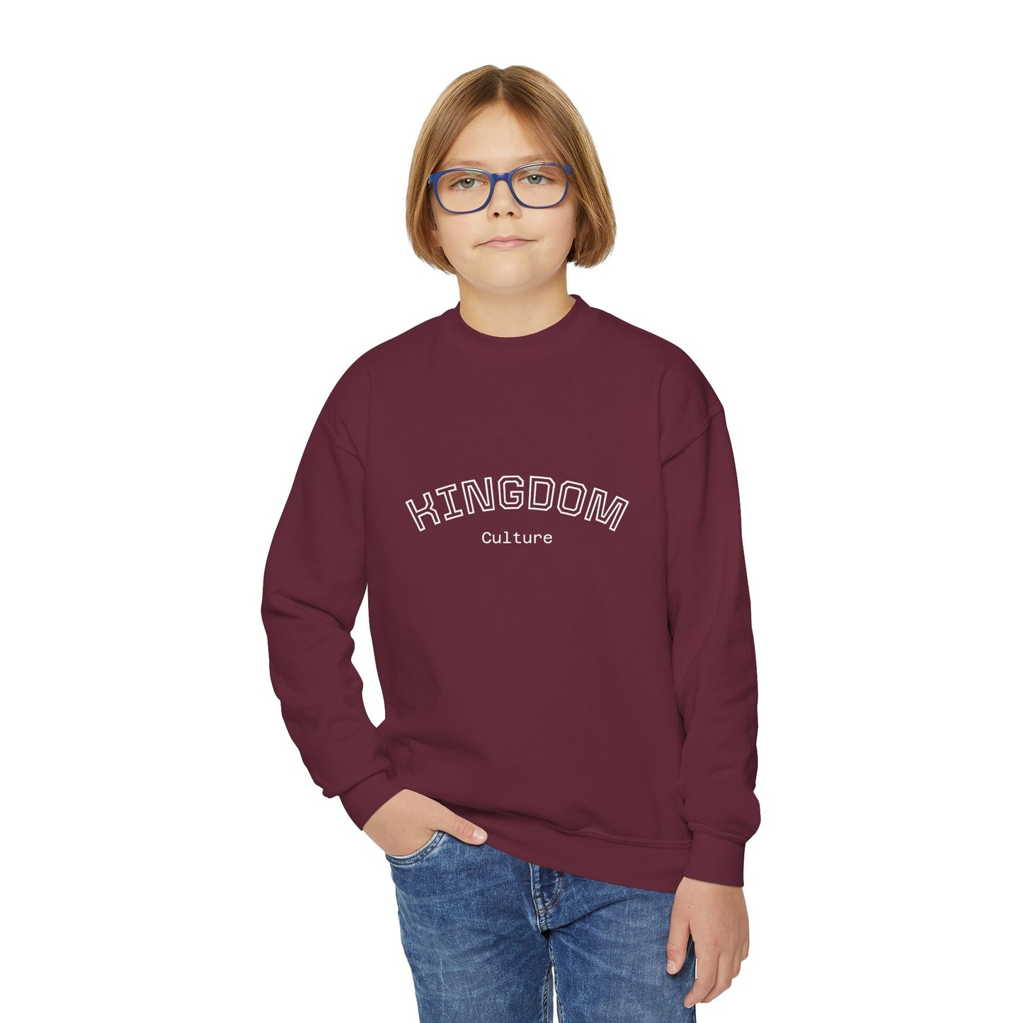 Youth Crewneck Sweatshirt - Cozy Kingdom Culture Pullover, Perfect for Kids & Teens, Great for Everyday Wear, Gifts, Casual Outfits