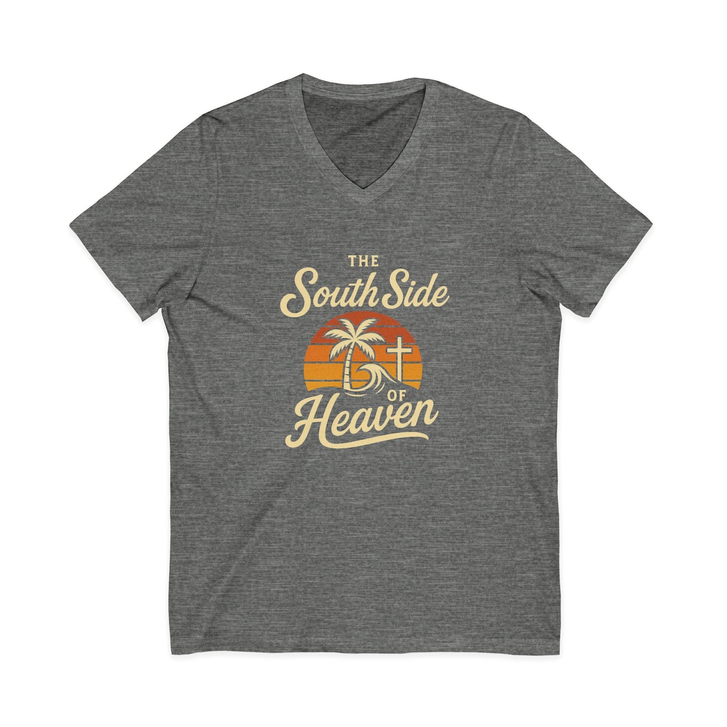 South Side of Heaven V-Neck Tee - Relaxed Unisex Cotton Tee for Beach Days, Summer Celebrations, Gifts for Faith Lovers, Casual Wear, [...]