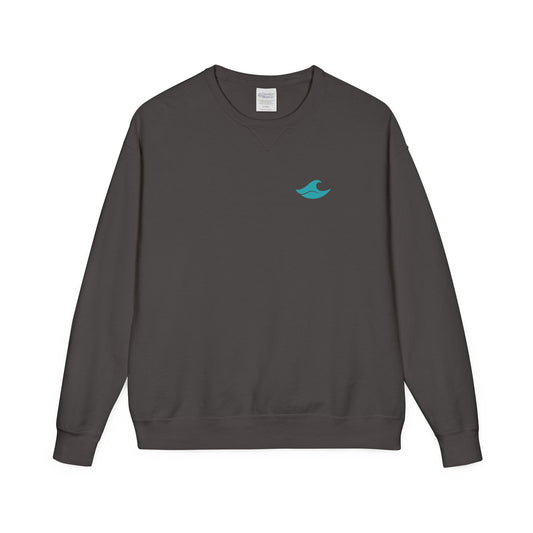 Be Still and Wave On the Back, Wave Icon on Front  - Sweatshirt - Unisex ComfortWash® Garment Dyed Crewneck Sweatshirt, Comfy.