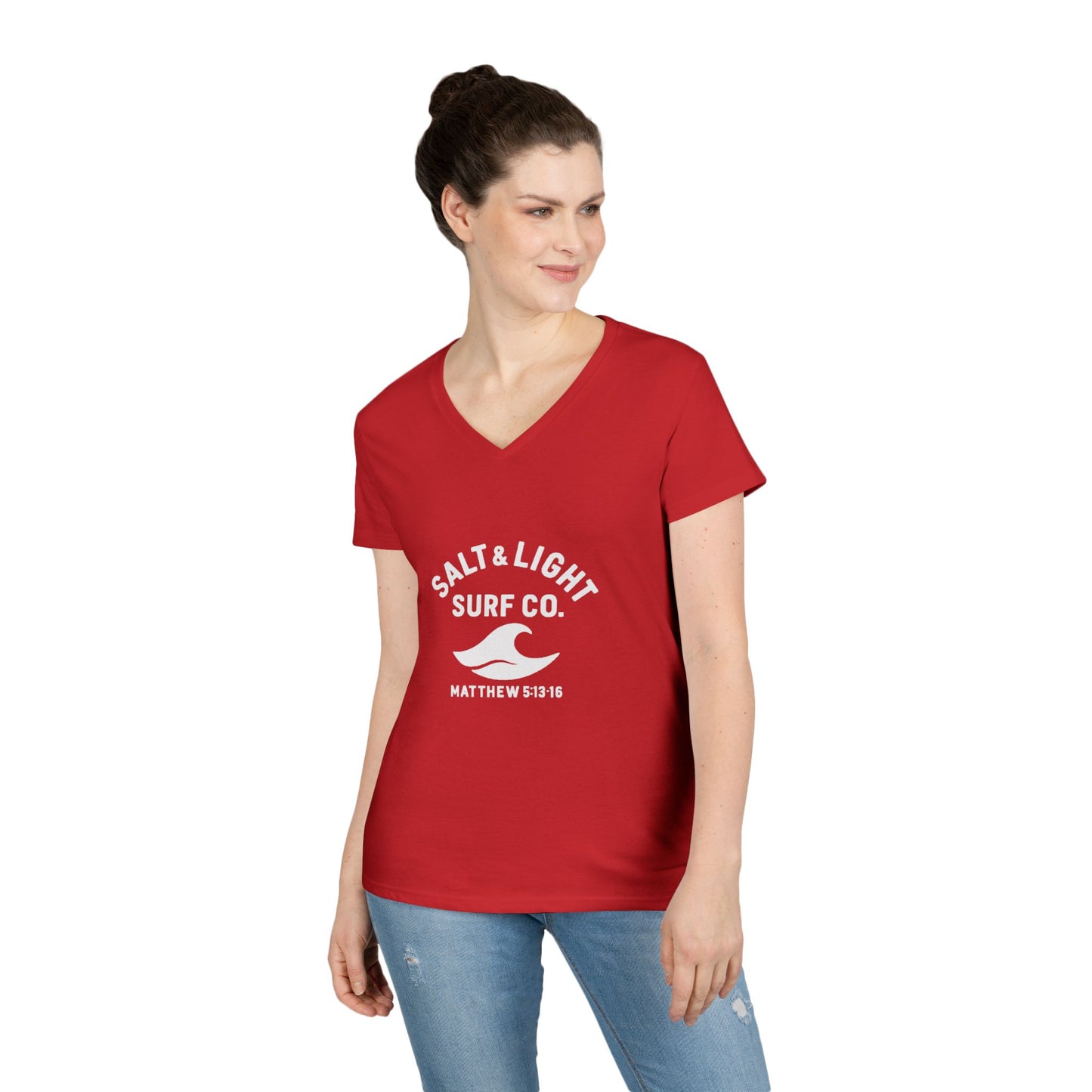 Salt and Light Surf Co/Faith Beach collection Ladies' V-Neck T-Shirt