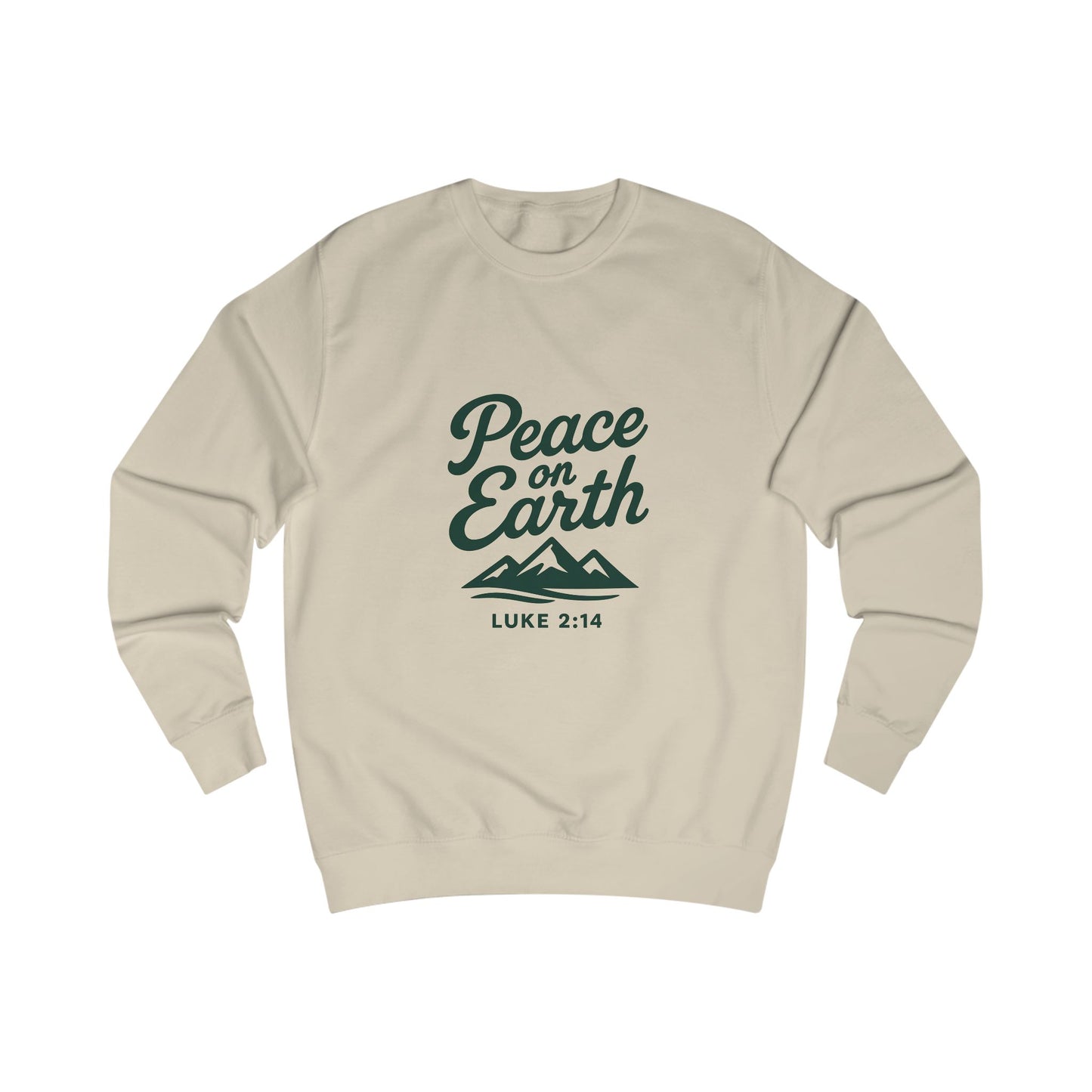 Peace on Earth Unisex Sweatshirt - Dark Green Copy, Cozy Christian Apparel. Holiday, Everyday