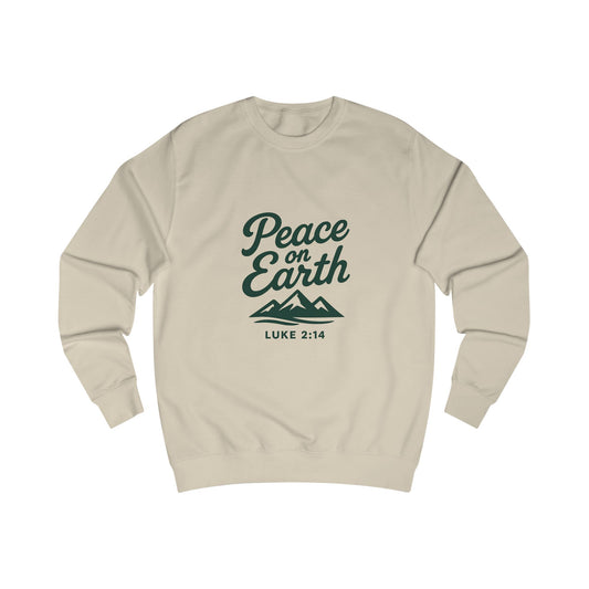 Peace on Earth Unisex Sweatshirt - Dark Green Copy, Cozy Christian Apparel. Holiday, Everyday