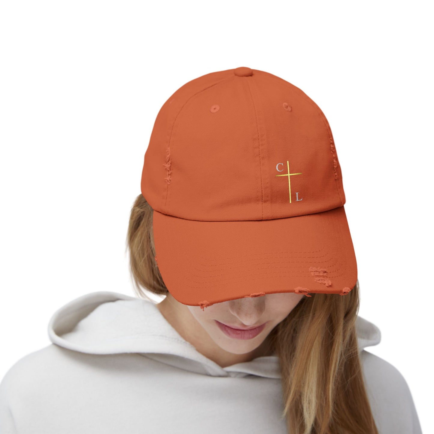 Unisex Distressed Cap with C/L Logo