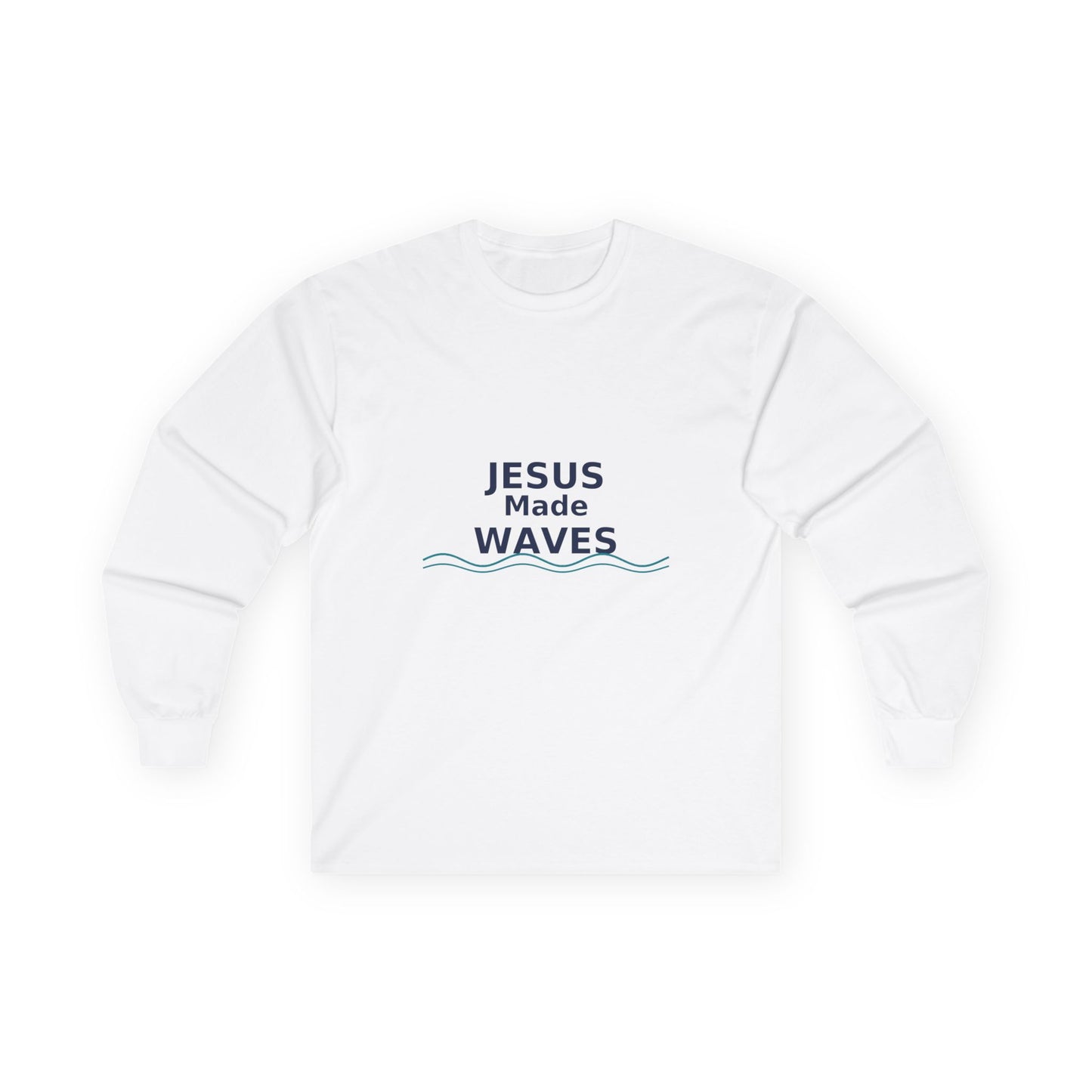 Jesus Made Waves - Christian Inspirational Long Sleeve Tee, Faith T-Shirt,Religious Gift, Unisex Top, Casual Wear, Surfer Faith, Beach Wear, Vacation