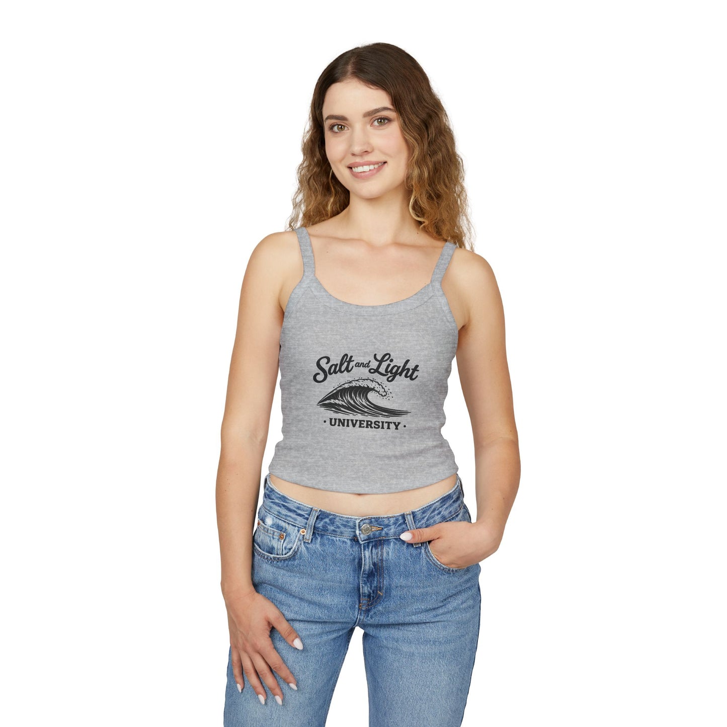 Salt and Light University Crop Tank Top — Vintage ink look, Inspirational Christian Graphic Tank