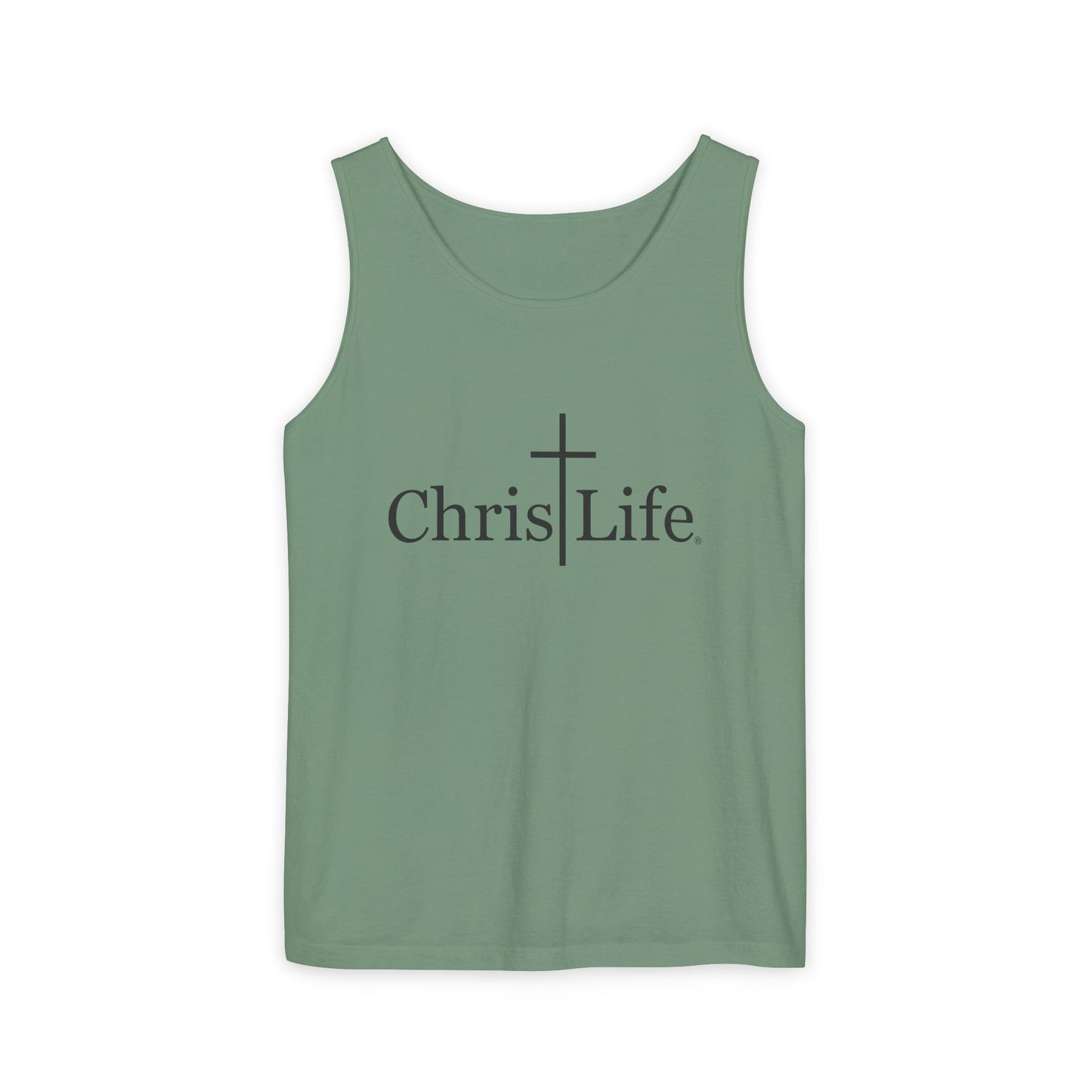 Unisex Garment- Cute Dyed Tank Top with Gray ChristLife logo