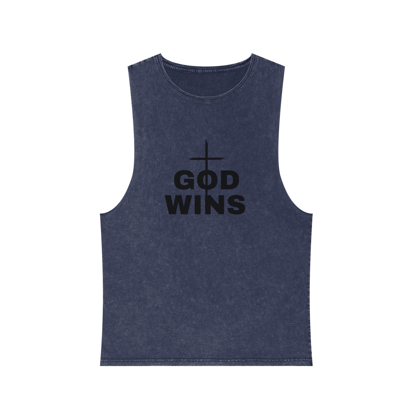 Stonewash Cross Tank Top, GOD WINS, Casual Tank, Christian Apparel, Eco-Friendly