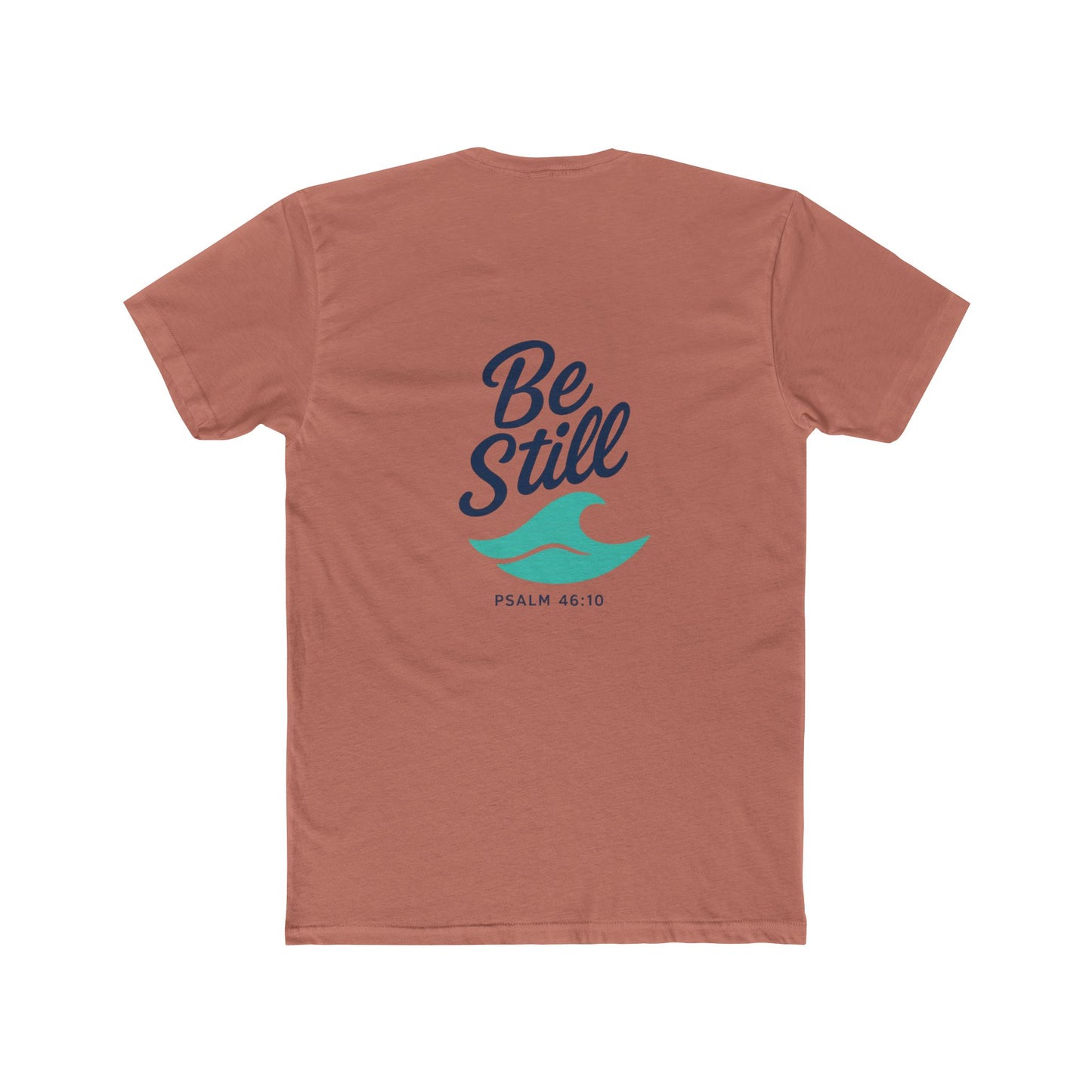 Be Still Wave on Back Side, No Copy on Front -  Tshirt - Unisex Cotton Crew Tee, Christain faith, Beach Vacation, Casual Wear, Surfer